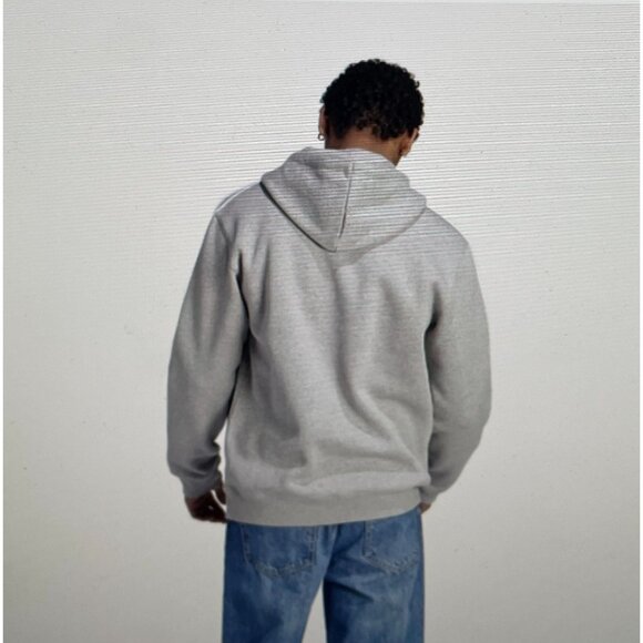 Adidas Gray Hooded Sweatshirt M Mens With White Stripes & Logo - Picture 2 of 16